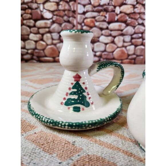 Vintage Christmas Tree Candlesticks/ Salt Pepper Shakers - Picture 2 of 14